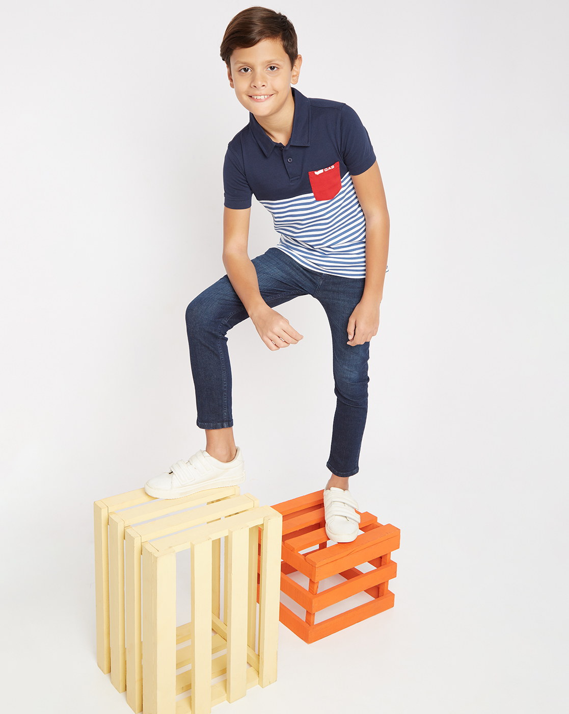 Gas Kids Boys Navy Casual Wear T-Shirt